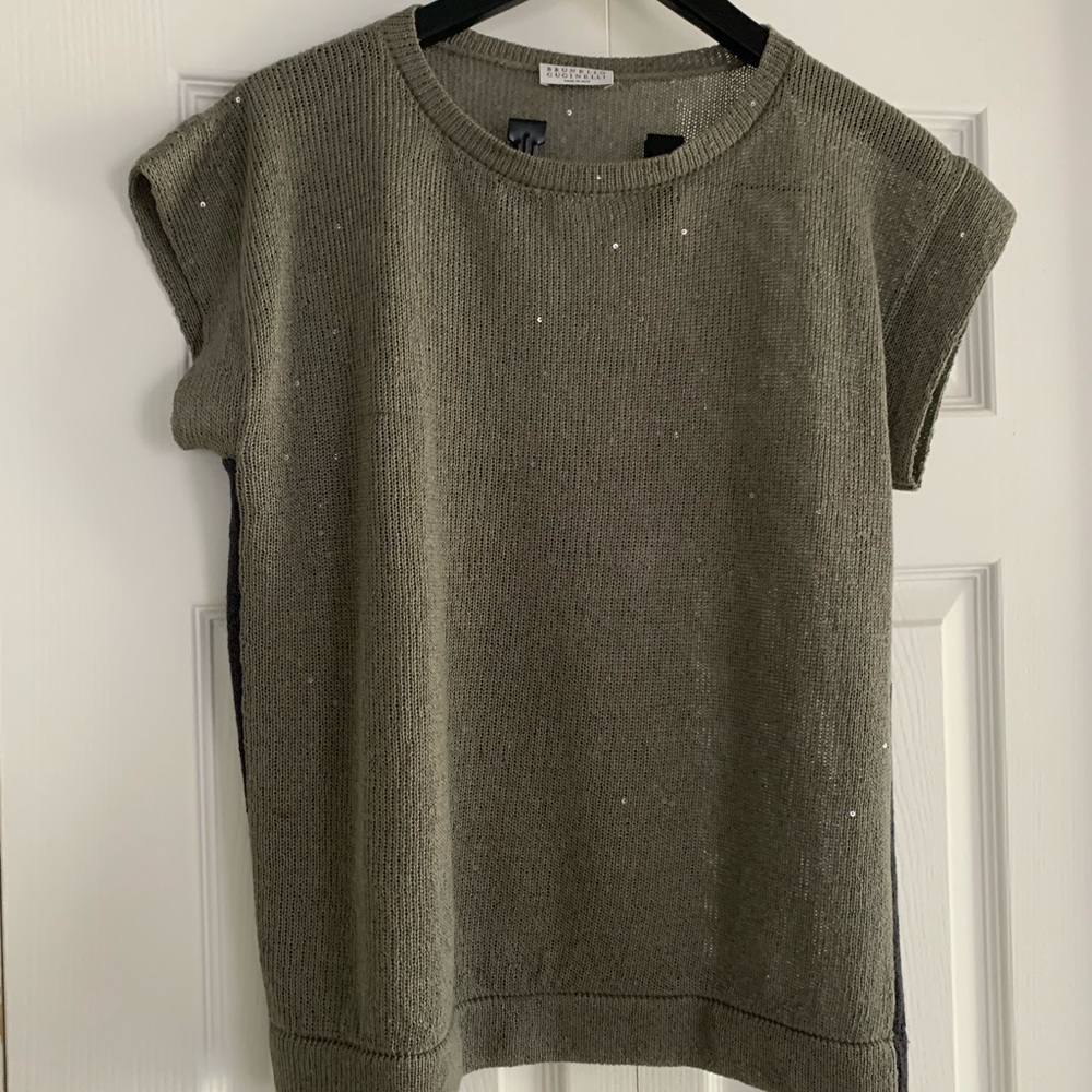 Brunello Cucinelli grey knitted blouse